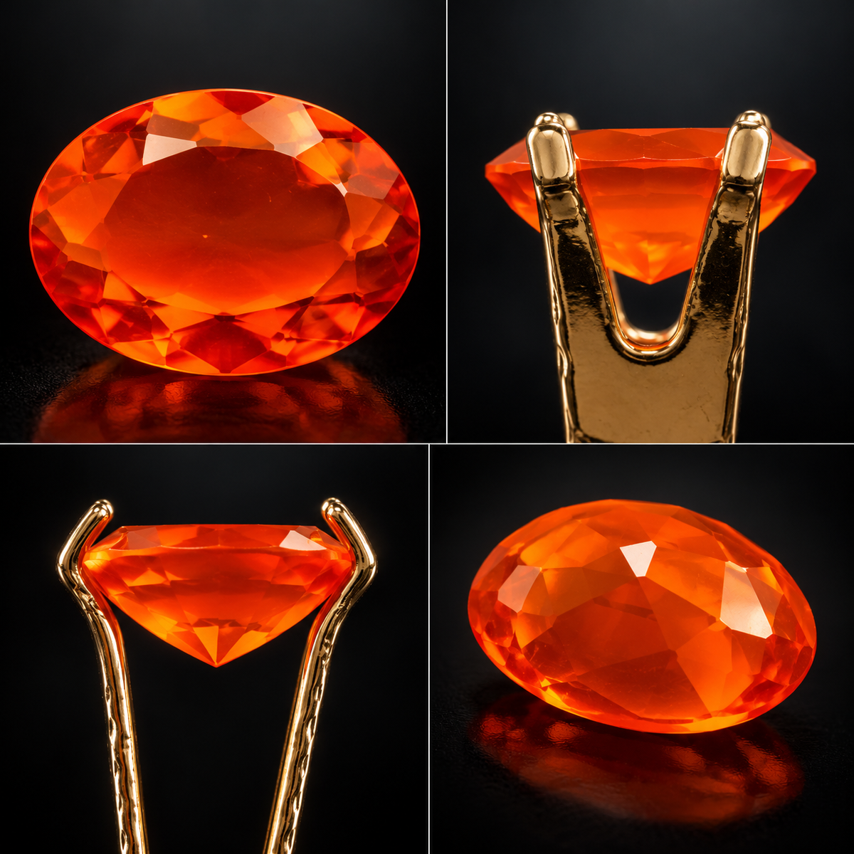 Natural Mexican Fire Opal 1.45 Ct Oval Faceted Reddish Orange Loose Gemstone