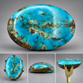 Natural Blue Turquoise Oval Cabochon – 11.10 Carats – 19.07 × 13.65 mm – Brown Matrix