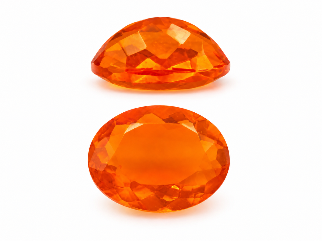 Natural Mexican Fire Opal 1.45 Ct Oval Faceted Reddish Orange Loose Gemstone