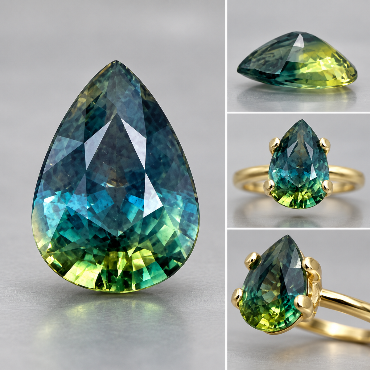 Natural Unheated Australian Parti Sapphire – 1.15 Ct | Teal Blue & Green Pear Cut | 7.99 × 5.60 mm
